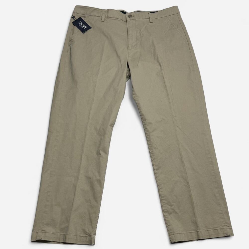 Chaps Khaki Straight Fit Stretch Chino Pants Mens 40x30 NWT